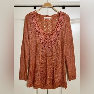 Solitaire (Buckle) Open Knit Top - Medium - Terracotta/Burnt Orange